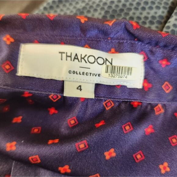 THAKOON COLLECTIVE POLKADOT SATIN BLUE/PINK DRESS SIZE 4 - Picture 6 of 7